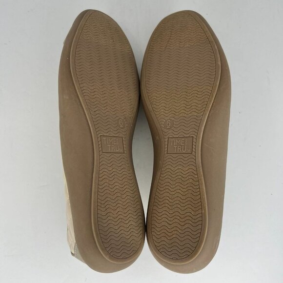 Time & Tru Sintelico Quilted Ballet Flats Womens Cream/Copper Shoes Size 6 - Picture 8 of 9